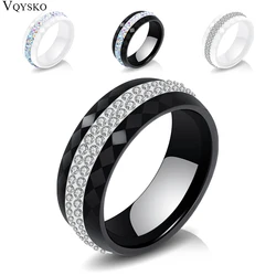 High Qulity Women Jewelry Ring Wholesale Black And White Simple Style Comly Crystal Ceramic Rings for Women
