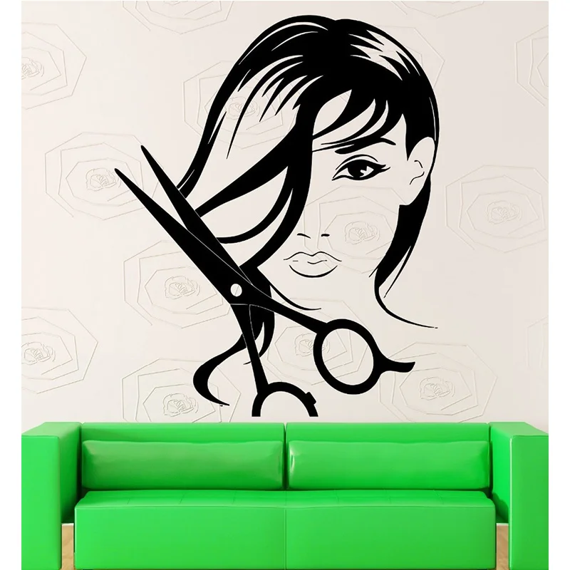 New Sexy Girl Vinyl Wall Decal Hair Beauty Salon Girl Teen Barbershop Decor Hair Shop Salon Mural Art Dective decoration