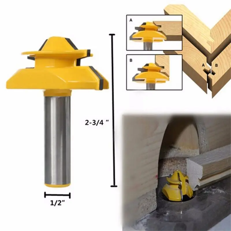 1pc 45 degrees Medium Lock Miter Router Bit 1/2