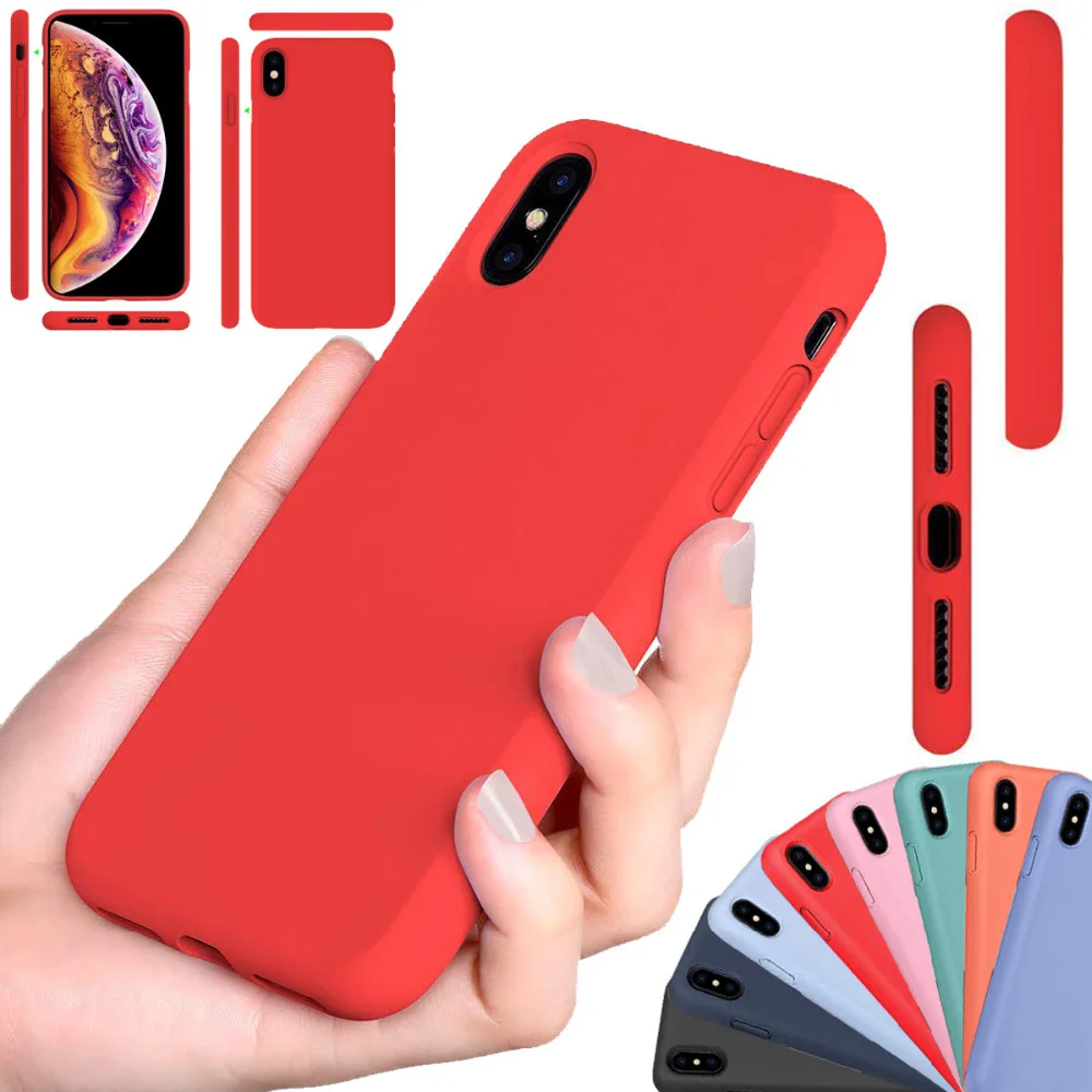 Silicone Solid Phone Case For Phone 11 Pro Max XR X Candy Color Phone Cases for Phone 7 8 6 Plus Soft TPU Shell Cover