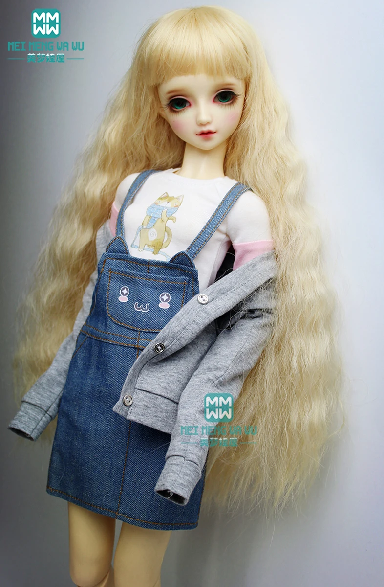 Bjd roupas de boneca vestido de menina para 1/3 bjd dd sd10 boneca fashion casual saia jeans camisa cardigan meias