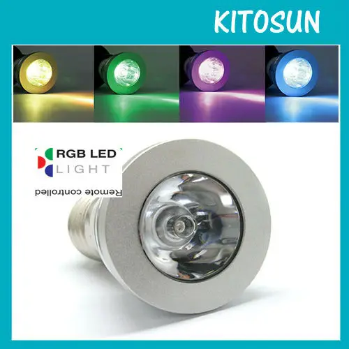 DHL Free Shipping!!! 3W 4W E27 RGB LED Bulb 16 Color Change Lamp Spot Light 90-245V for Home Party Decoration with IR Remote