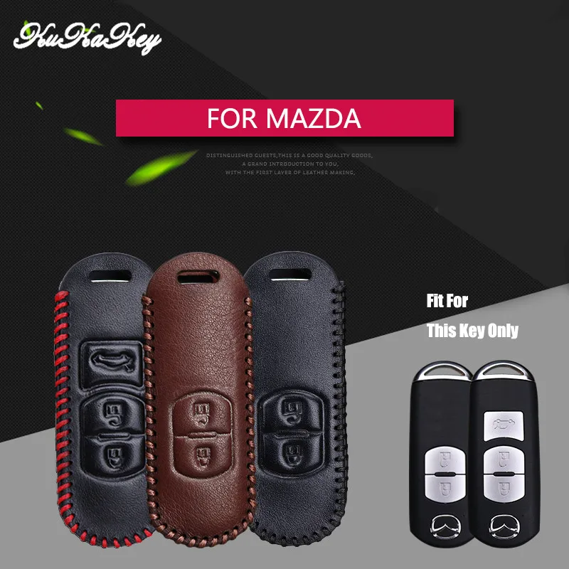 Car Smart Key Fob Key Cover Case For Mazda 2 3 2017 5 6 CX-5 cX-3 CX5 CX-7 CX7 MX5 RX8 626 2&3 Buttons Genuine Leather Key Shell