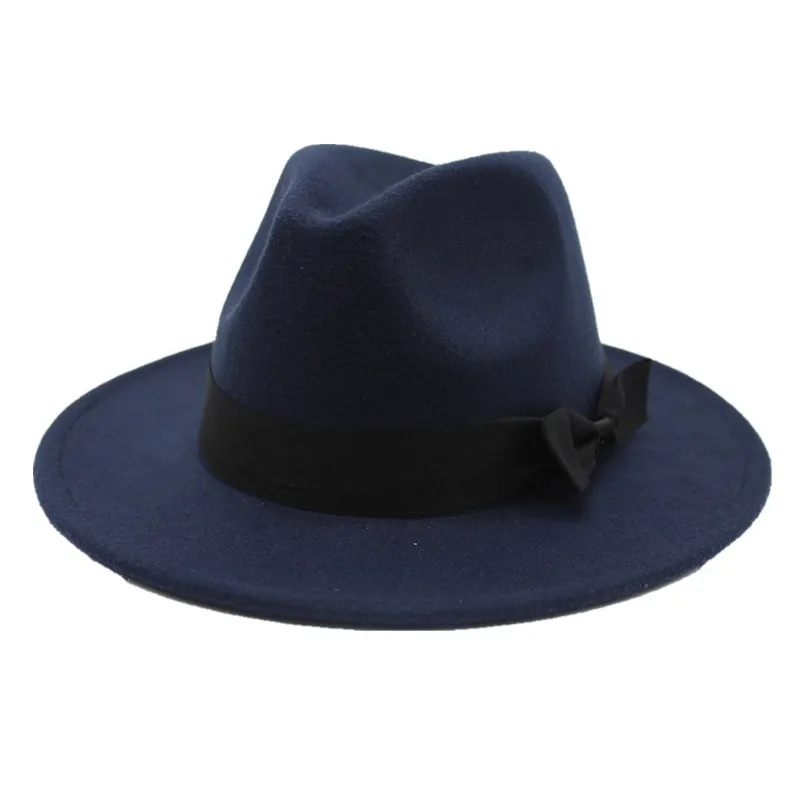 OZyc 2018nowa wiosna fedora z szerokim rondem mężczyźni kobiety Vintage Jazz kapelusze moda gwiazdy kapelusz z filcu wełnianego Unisex czarny melonik filcowy Trilby