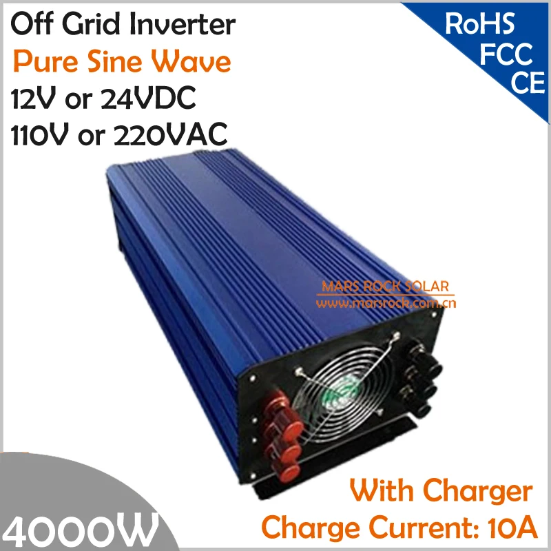 4000W DC12V/24V AC110V/220V Off Grid Pure Sine Wave Single Phase Inverter with Charger and LCD Screen