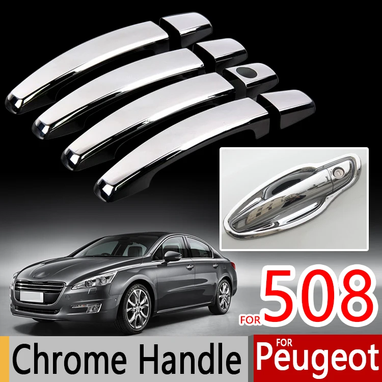 For Peugeot 508 Chrome Handle Covers Trim Set of 4Pcs 508SW RXH  2011-2016 Good Quality Car Accessories Stickers Car Styling