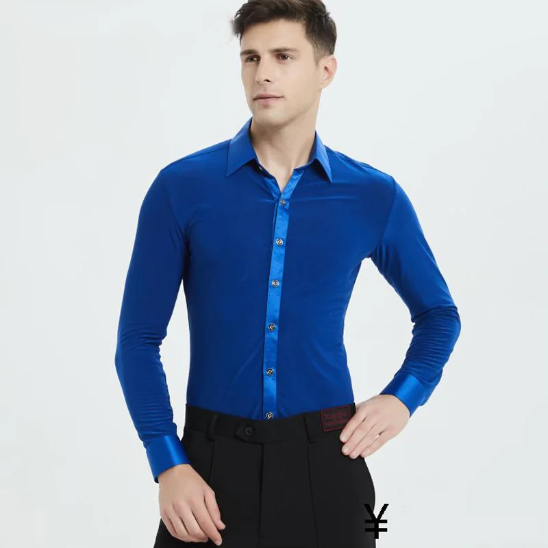 

Men'S Latin Dance Shirts Tops Practice Dance Clothing Summer Professional Ballroom Dancing Shirt Long-Sleeved Clothes DWY1866