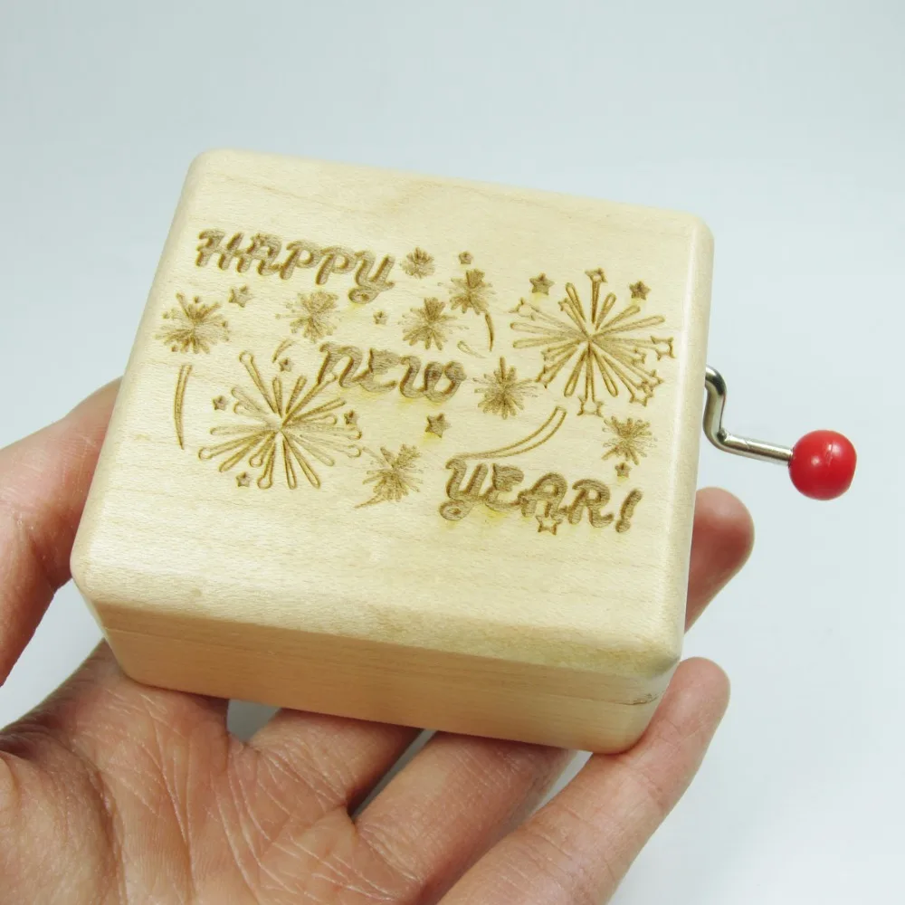 Handmade Wood Hand Crank Music Box, Special Cool Gift, Customized, Happy New Year