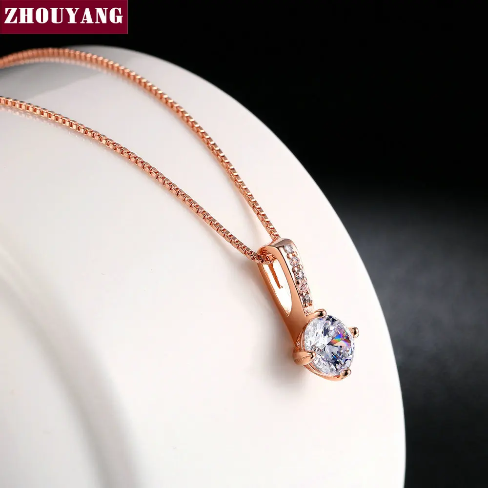 Top Quality Classic Simplicity Zircon Rose Gold Color Fashion Pendant Neclace N426 N427