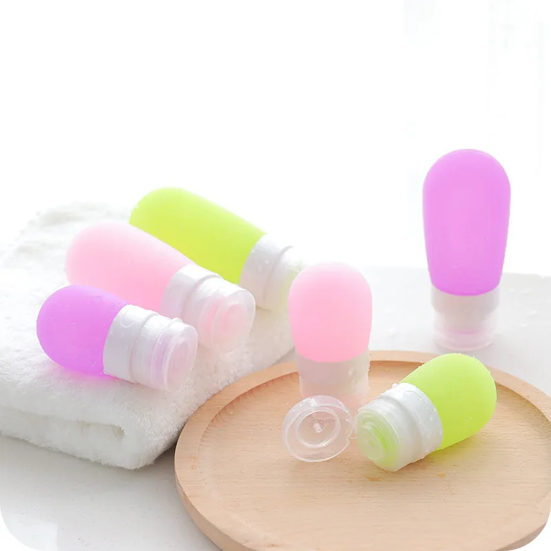 1Pc 38ml 60ml 80ml Empty Silicone Travel Packing Press Bottle For Lotion Shampoo Bath Small Sample Containers