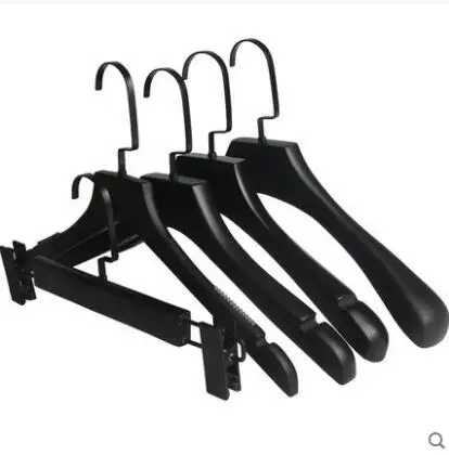 10Pcs/Lot Black Solid Wood Hanger  Non-slip Wardrobe Wooden Clothes Rack  Men\'s And Women\'s Children\'s Wear