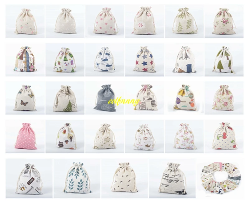 

13*18cm Cotton Burlap Drawstring Gift Jewelry Pouches Jute Bags For Wedding Favors Christmas Party 28 colors