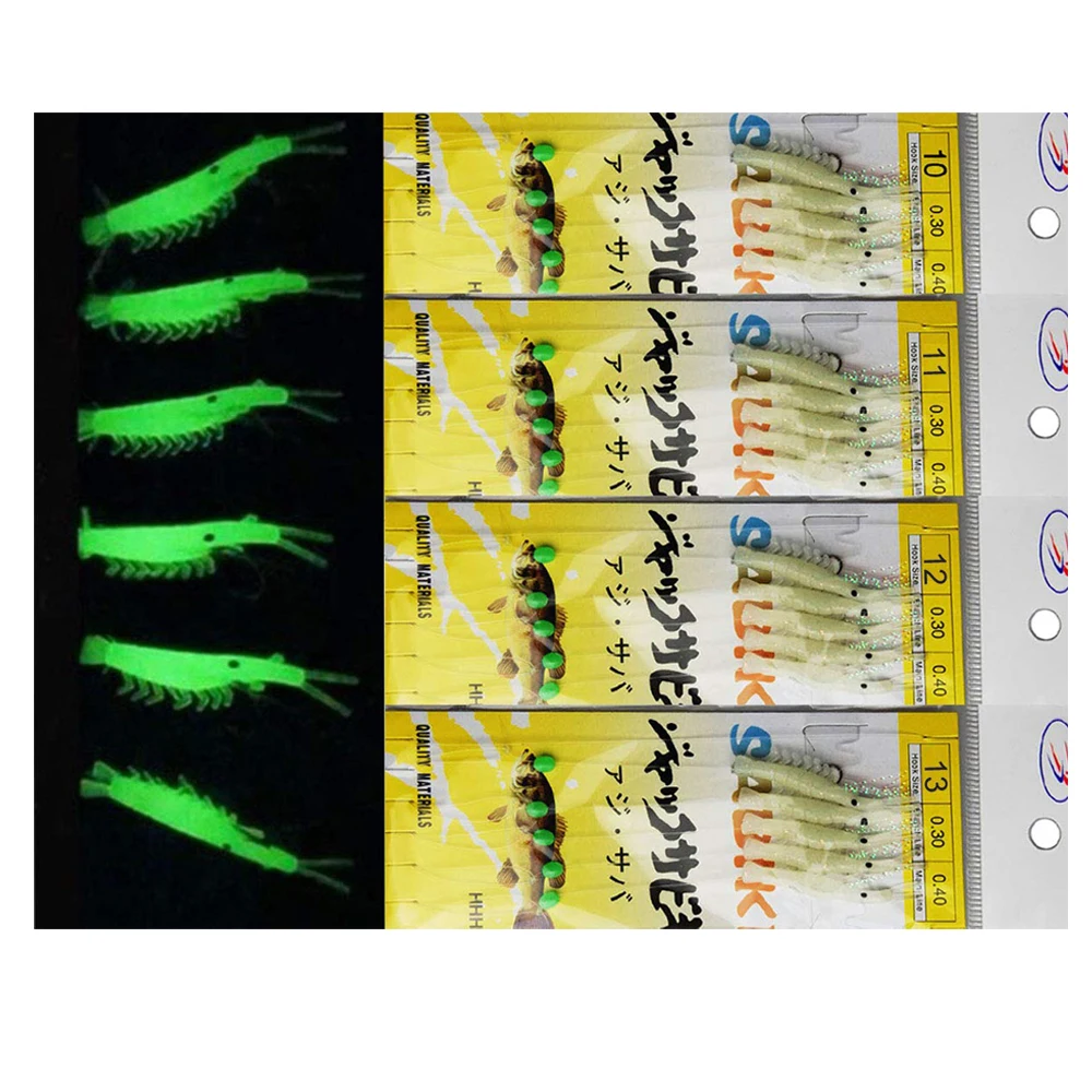 10Packs luminous Fishing Bait Rigs Shrimp bait with barbed hook Saltwater Eel Mackerel fishing lure