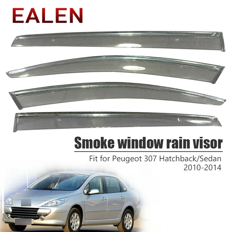 

EALEN For Peugeot 307 Hatchback/Sedan 2010 2011 2012 2013 2014 Deflectors Guard Accessories 4Pcs/1Set Smoke Window Rain Visor