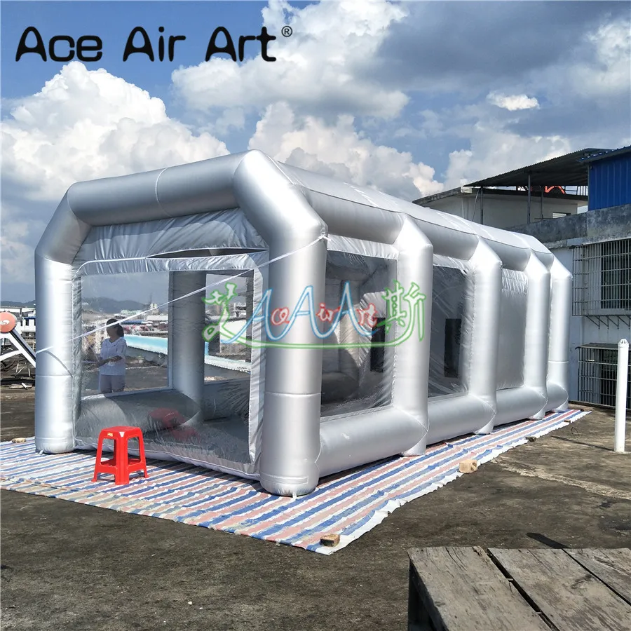 

Top Quality 8m L Inflatable Spray Booth Car Painting Tunnel House Room with Mat Floor and Zipper Doors