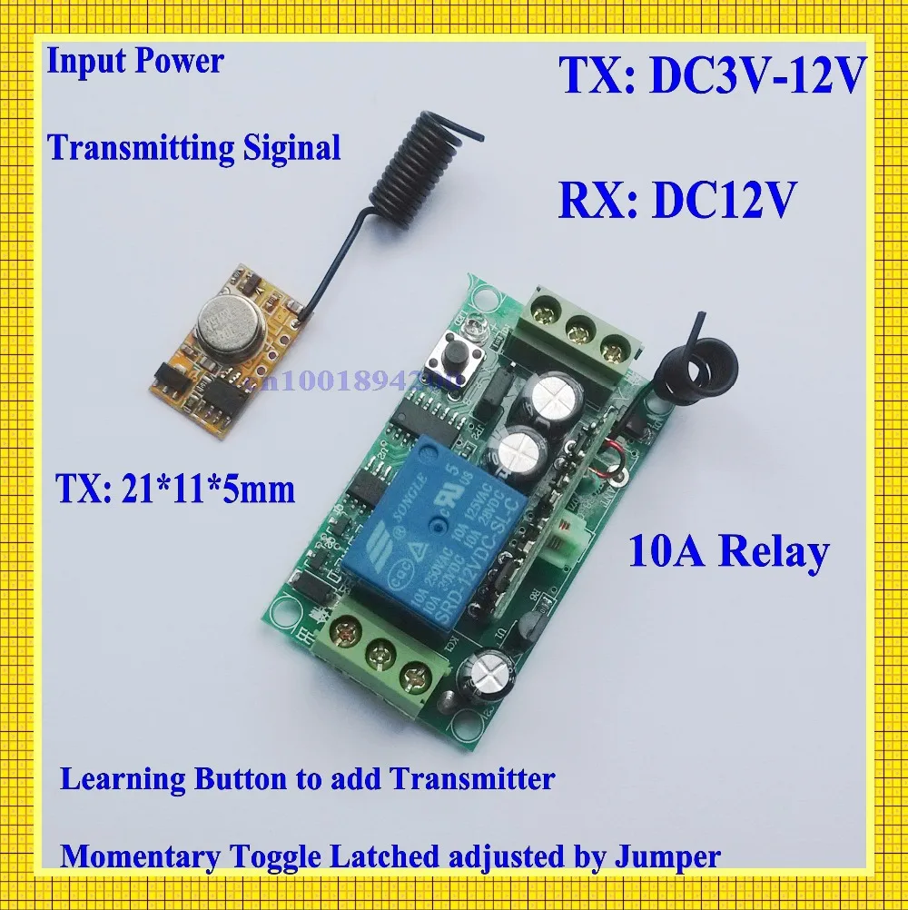 Encoding Transmitter Module PCB + 12V DC Receiver RF 3V 3.7V 4.5V 5V 6V 9V 12V Transmitter Receiver Remote Control Switch315/433