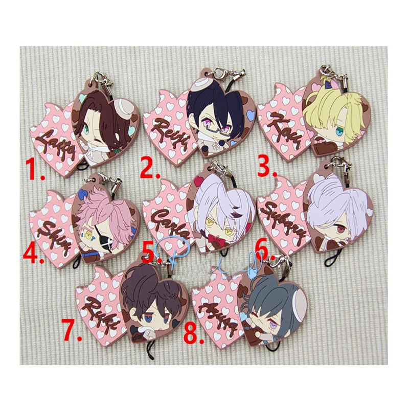 

1pcs 1pcs Anime Keychain Diabolik Lovers Valentine's Day Ayato Sakamaki Syu Sakamaki Reiji Strape Pendant Keyring Portachiavi