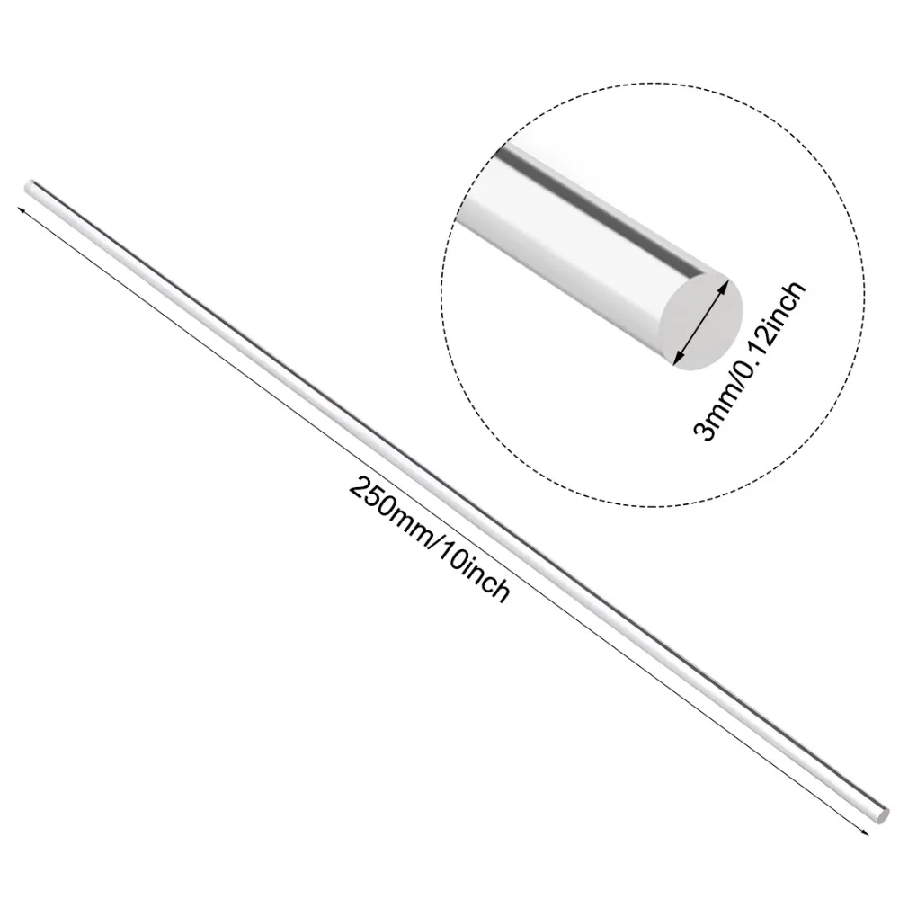 Uxcell 4Pcs 3mmx250mm/5mmx250mm/6mmx250mm/8mmx8mmx250mm Solid Clear Acrylic Round/Square Rod PMMA Bar for Home DIY