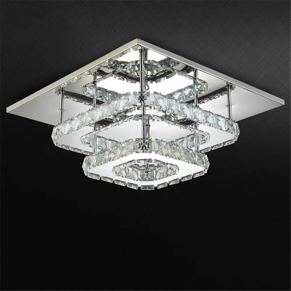 AC100-240V Modern Crystal Lamp LED Ceiling Light Stainless Steel Dining Room Bedroom Living Room Lamps Art Deco Gome Lighting