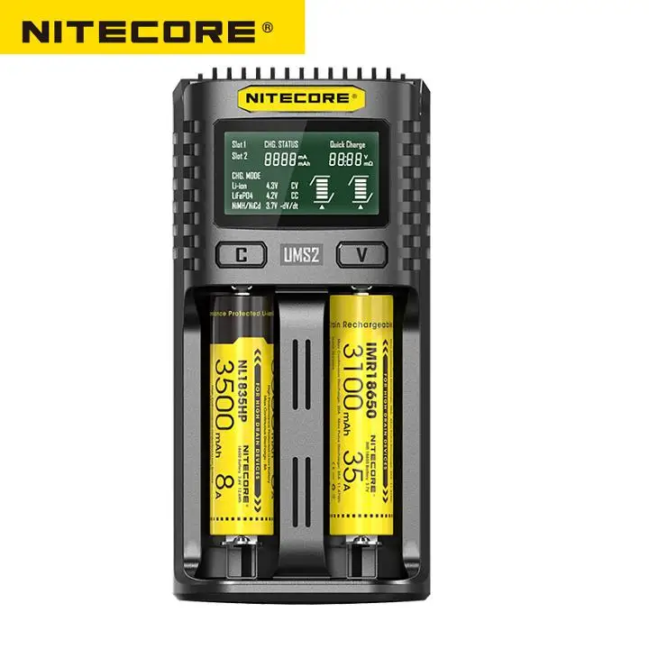 NITECORE UMS2 Intelligent 2- Slot QC Fast Charging Current Multi - Compatible USB Charger