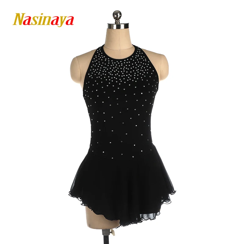 

Nasinaya Girls Customized Competition Figure Skating Dress Children's Gymnastics Dance Sleeveless Bandage Performance Clothes