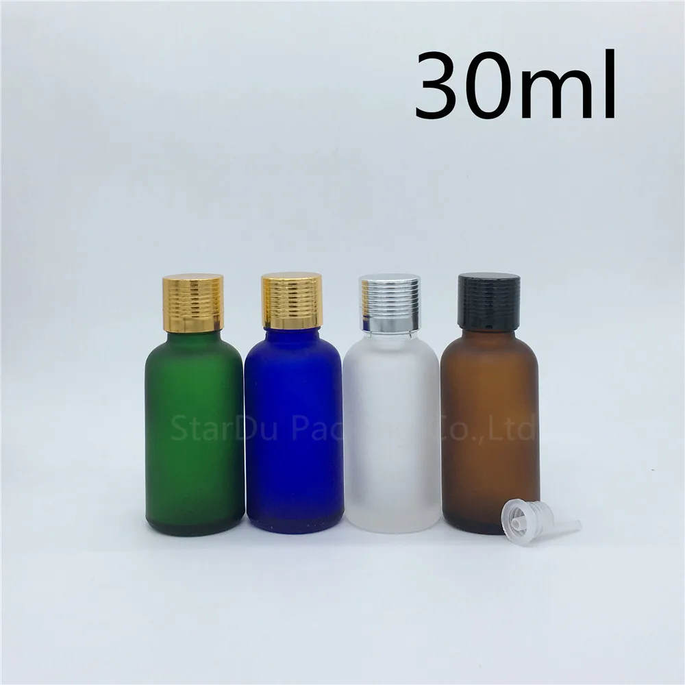 

Travel Bottle 30ml Green Blue Amber Transparent Frosted Glass Bottle, 30cc Vials Essential Oil Bottle With Cap 480pcs/lot