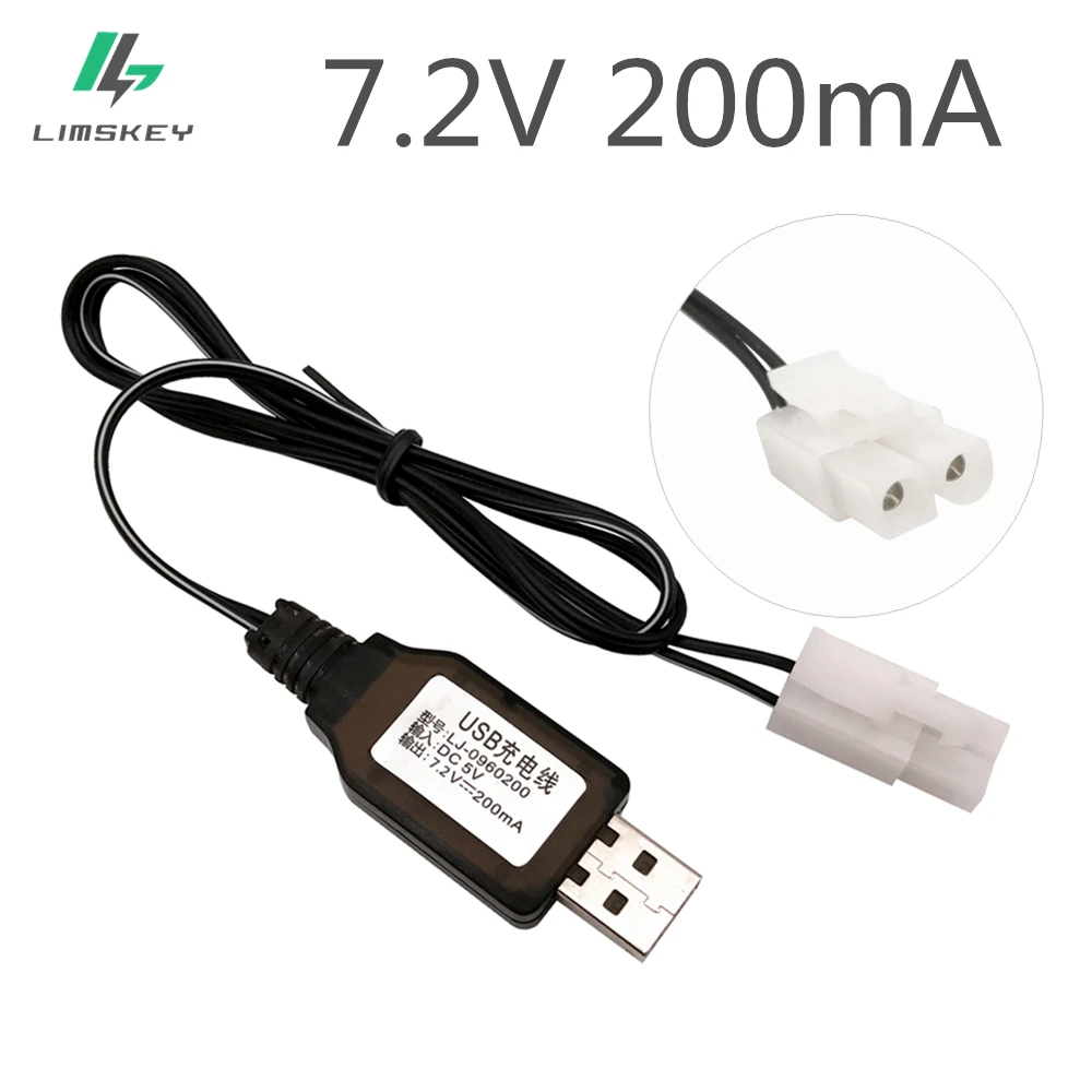 7.2V 200mA USB Charger For Ni-Cd Ni-MH Battery Pack EL6.2-2P KET-2P Tamiya Plug Input DC 5V Output 7.2V Charger For RC Car