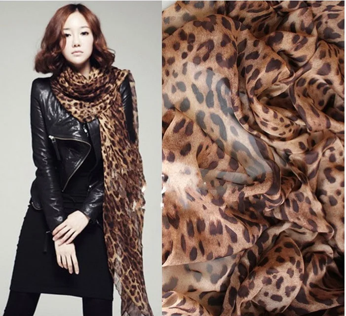 Brand New Autumn And Winter Fashion Women Long Chiffon Scarves Leopard Print Shawl All-match Lady Soft Scarf