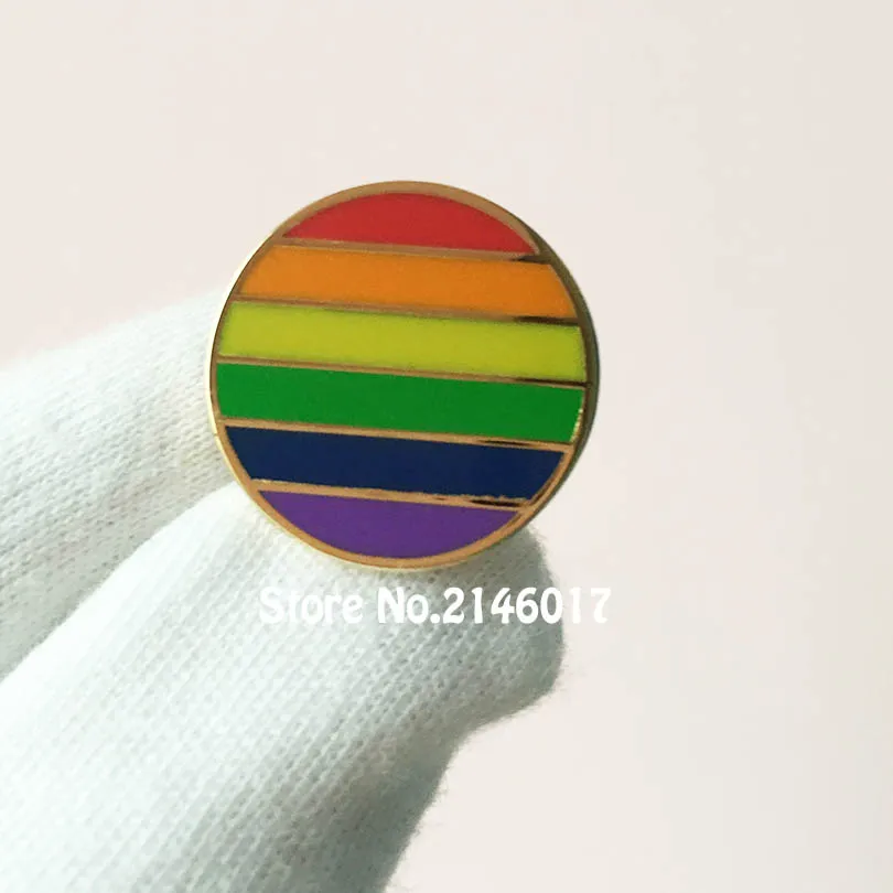 10pcs Rainbow Cute Unique Lapel Pin Colorful Round Metal Craft Custom Badge Hard Enamel Gay Pride LES Lesbian Pins and Brooch