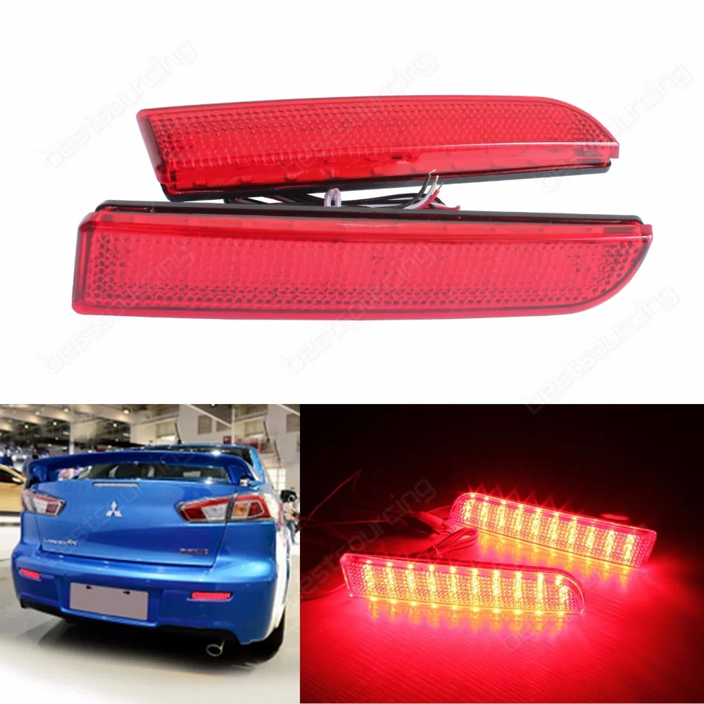 

ANGRONG Red Lens Bumper Reflector LED Tail Brake Stop Light For Mitsubishi Lancer Evo X CZ4A Outlander Sport /RVR /ASX (CA256)