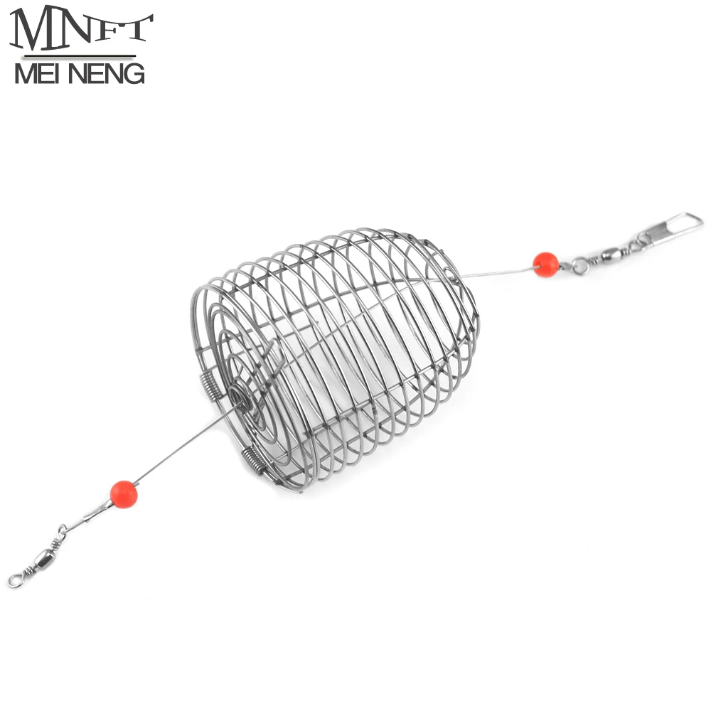 

MNFT 2PCS Stainless Steel Wire Fishing Lure Cage Small Bait Cage Fishing Trap Round Bottom Basket Feeder Holder Fishing Tackle