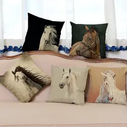 New animal horse pattern print Cushion Cover Decorative Pillowcase Chair Seat Square Car Pillow Cover Home Living Textile BZ-283