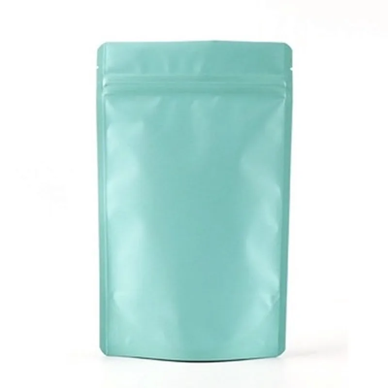 Wholesale Matt Light Blue Stand up Aluminum Foil Ziplock Bag Snack Cookie Coffee Packaging Bag Doypack Light Blue Foil Zip Pouch