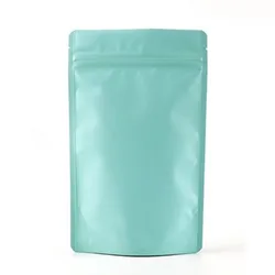 Wholesale Matt Light Blue Stand up Aluminum Foil Ziplock Bag Snack Cookie Coffee Packaging Bag Doypack Light Blue Foil Zip Pouch