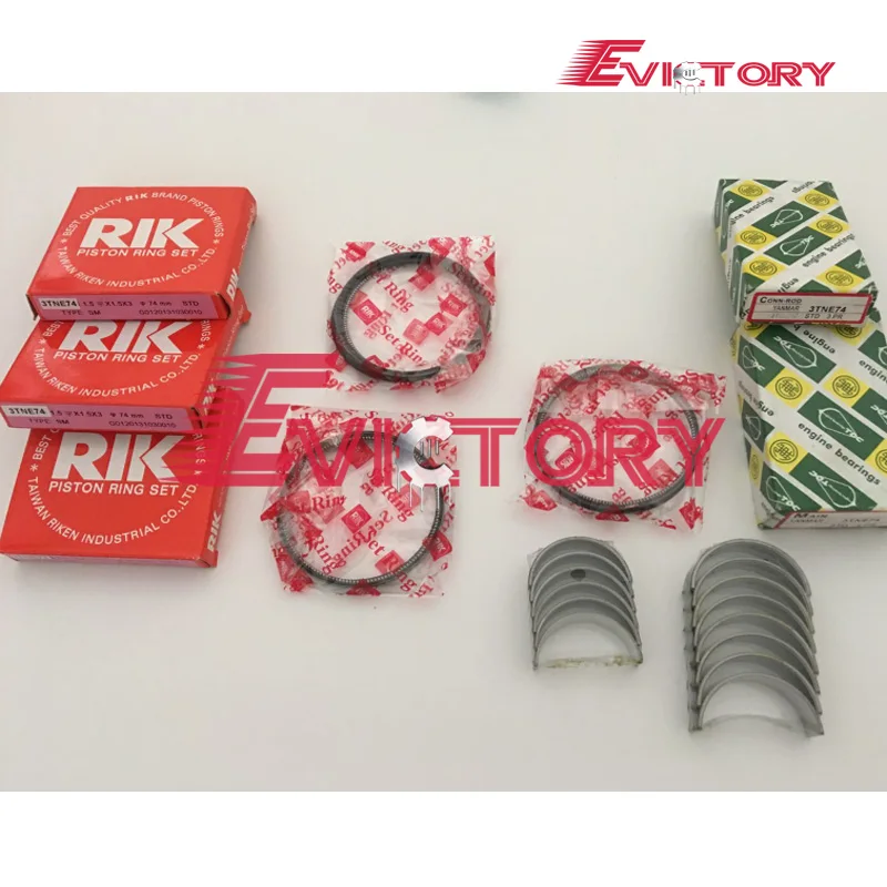 For Yanmar 3D72 3TNE72 3TNV72 3TNA72 full gasket kit + piston ring +crankshaft & con rod bearing