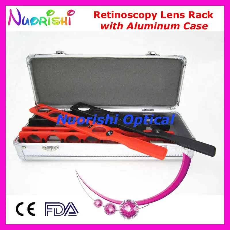 E03-10 Good Quality Ophthalmic Supplies Retinoscopy Trial Board Lens Rack Set Kit 6 Plastic Bars 30 Lenses Aluminum Case