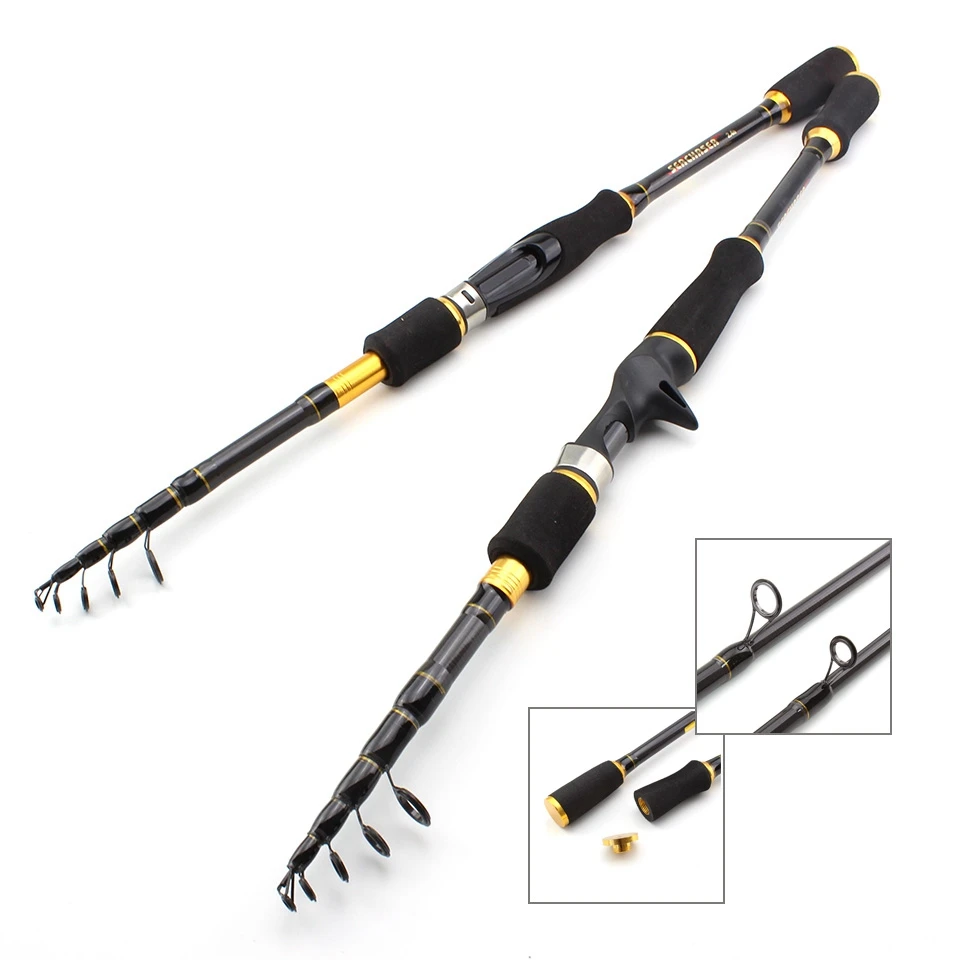 

1.8m 2.1m 2.4m 2.7m carbon lure Rod 7-28g Lure Weight Telescopic Spinning Casting Rod Portable Travel Fishing Rod fishing fish