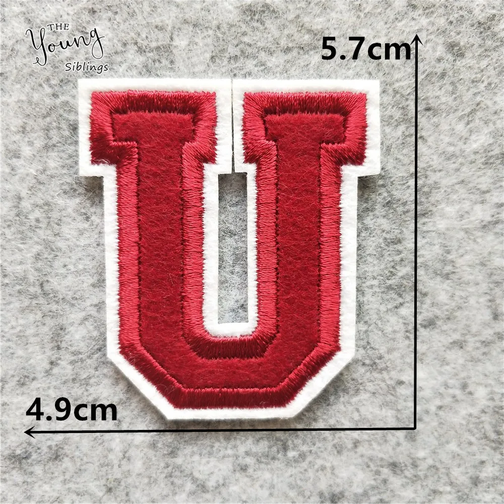 DIY write yourself red Letter A-Z Iron On Patch DIY embroidered Applique Clothing Sewing thermo-stickers Badges Accessories