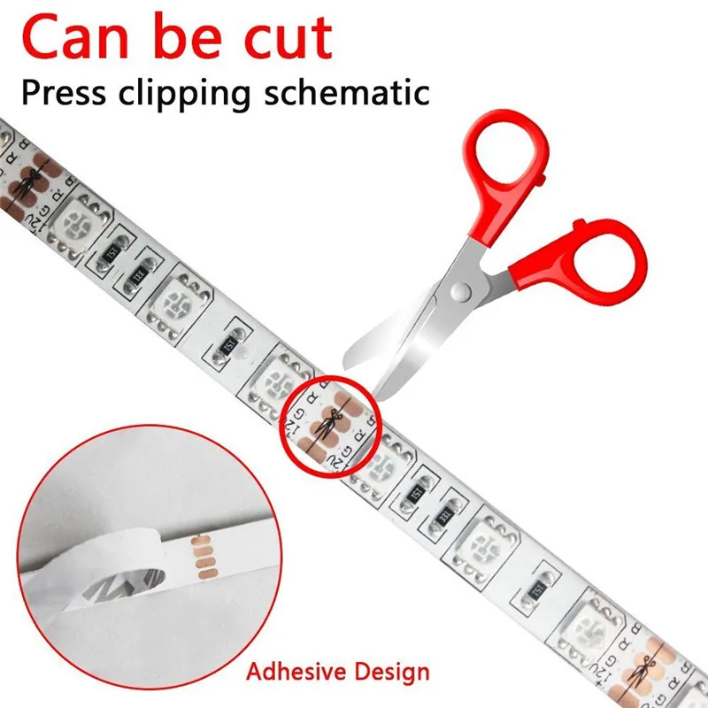 5M Rgb Led Strip Licht 2835 Smd Diode Rgb Tape Waterdichte Flexibele Led Lint 60D/M + DC12V power Adapter