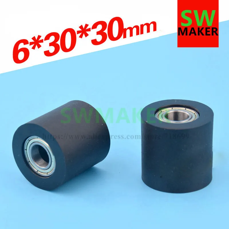 PU soft polyurethane guide roller 30mm 3cm diameter flat wheel roller press paper plastic bag wrapped bearing pulley