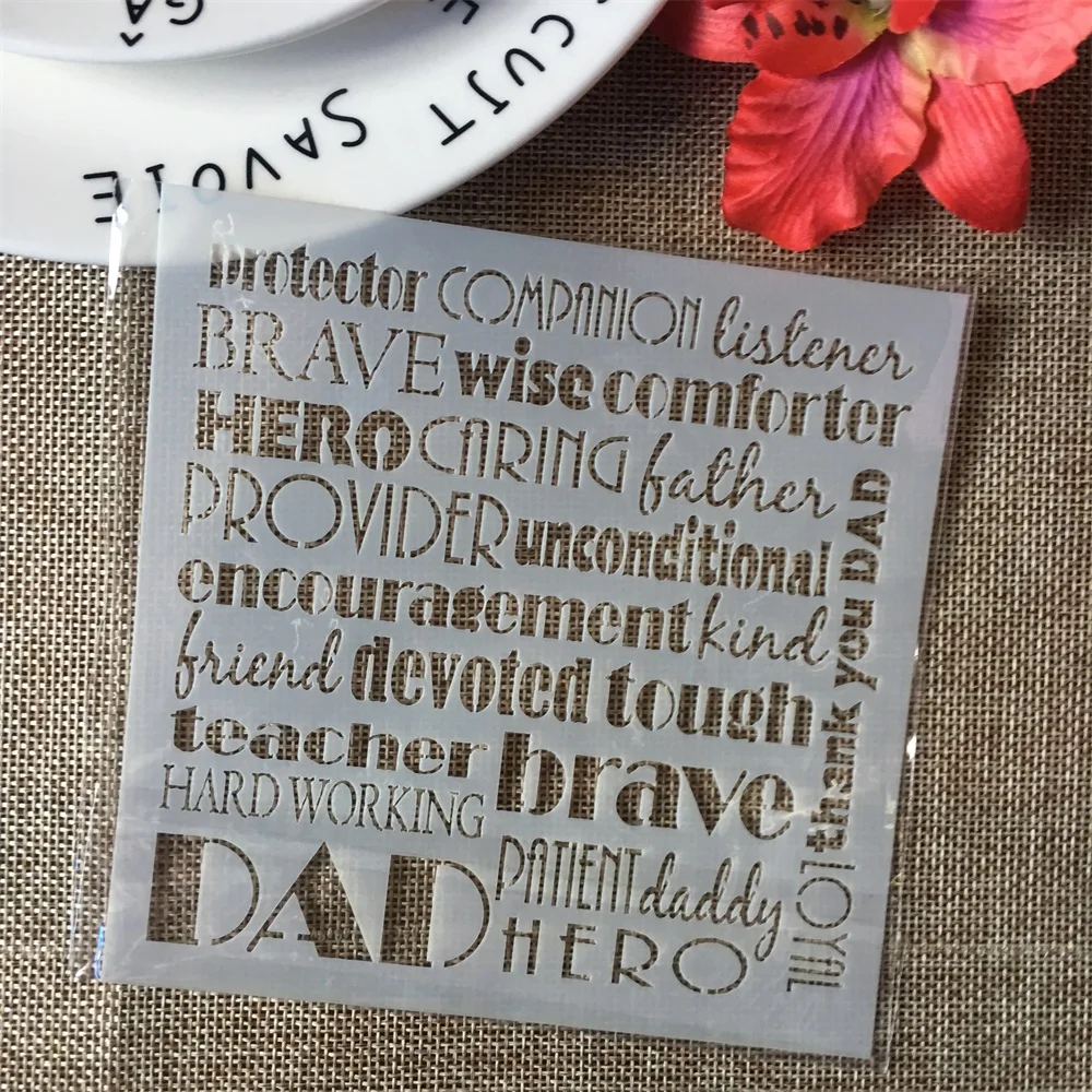 

5" Dad Common Words DIY Layering Stencils Wall Painting Scrapbook Coloring Embossing Album Decorative Paper Card Template