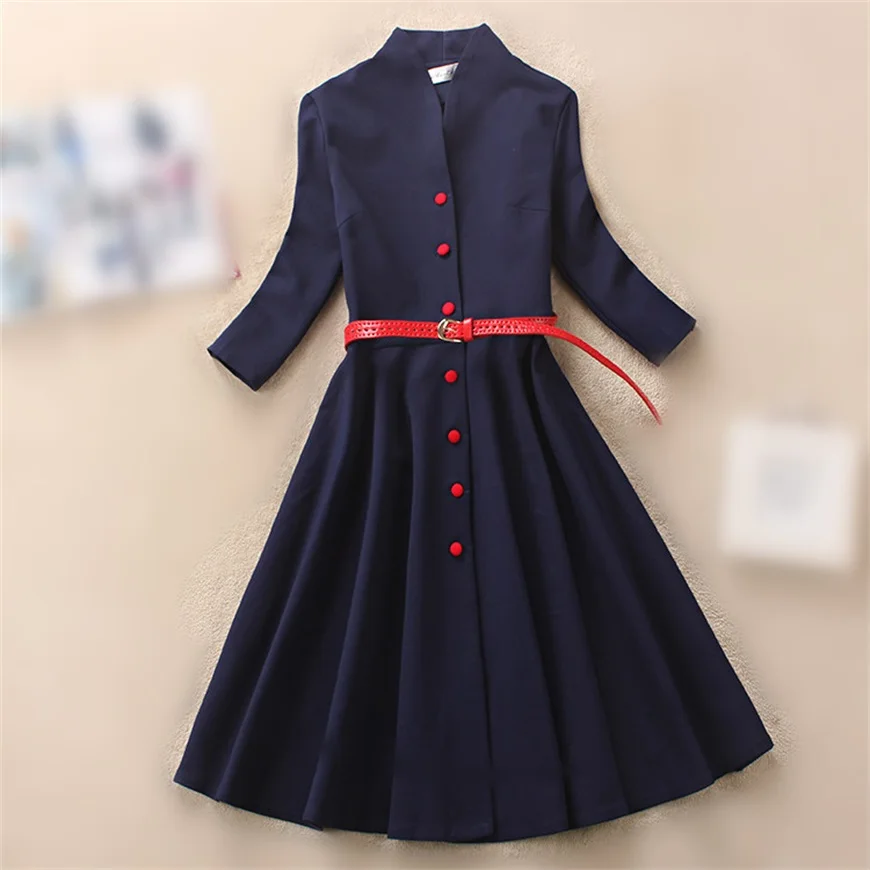 

European and American women's spring and autumn fashion small fragrant wind temperament Slim thin long section of the dress