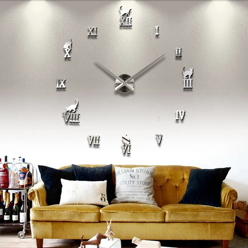 new watch wall clock diy clocks home decoration acrylic miroir Wall Sticker large sticker sale Quartz Modern Metal