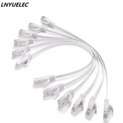 100 sztuk/partia LNYUELEC 0.15m = 15cm kabel czystej miedzi drutu CAT6 płaski UTP Ethernet kabel sieciowy RJ45 Patch LAN kabel biały/czarny/niebieski