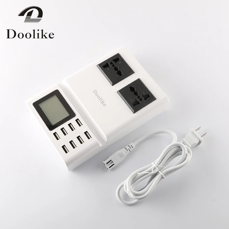 

New 8 USB PORTS Charger with LCD Screen Display 1.5M White Portable Cellphone Mulit USB Charger 1.5M Universal Fast Chargeur