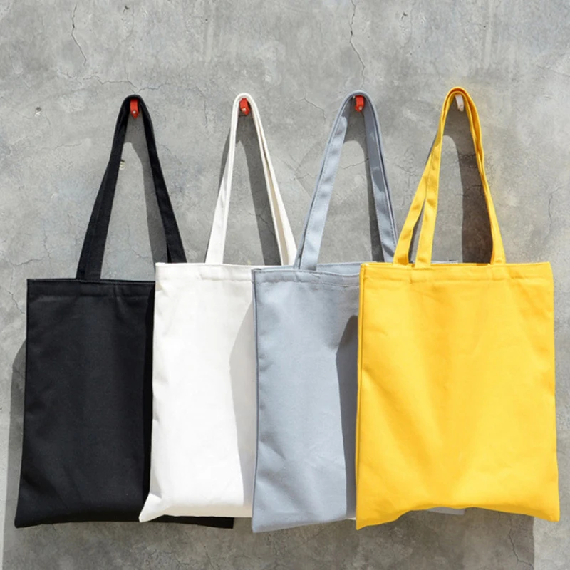 Multicolor High-Quality Women Men Handbags Canvas Tote bags Reusable Cotton grocery Zippered shopping bag Eco Foldable