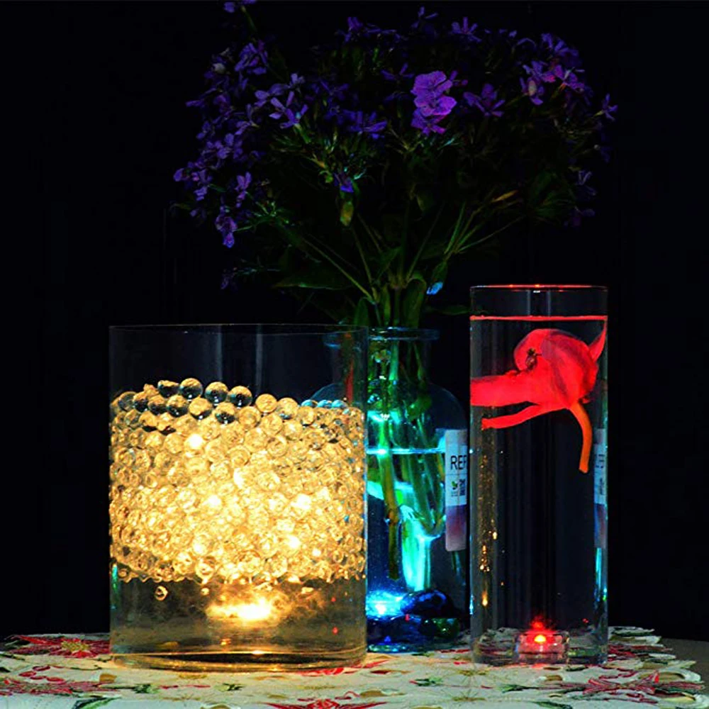 Mini Submersible LED Lights with Remote Control Small Waterproof RGB Multicolor Underwater Tea Candles 1.5 Inch Flameless Accent