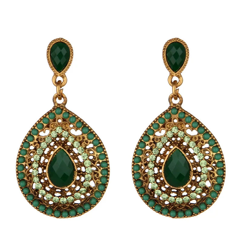 New Party Bijoux Bohemia Statement Crystal Drop Earrings Boho Turkish Vintage Ethnic Jewelry Drop Earrings For Women 2017