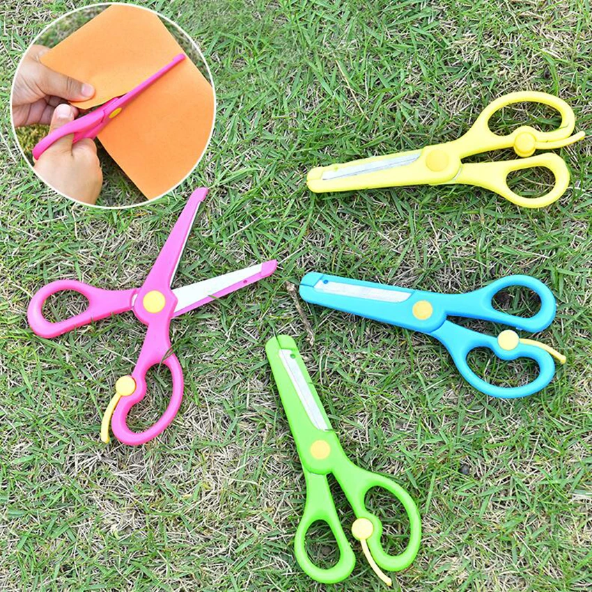 1pc Safe Children Student Stationery Art DIY Scissors Decorative Craft School Scrapbook Handmade Kids Artwork Card Safe Scissors