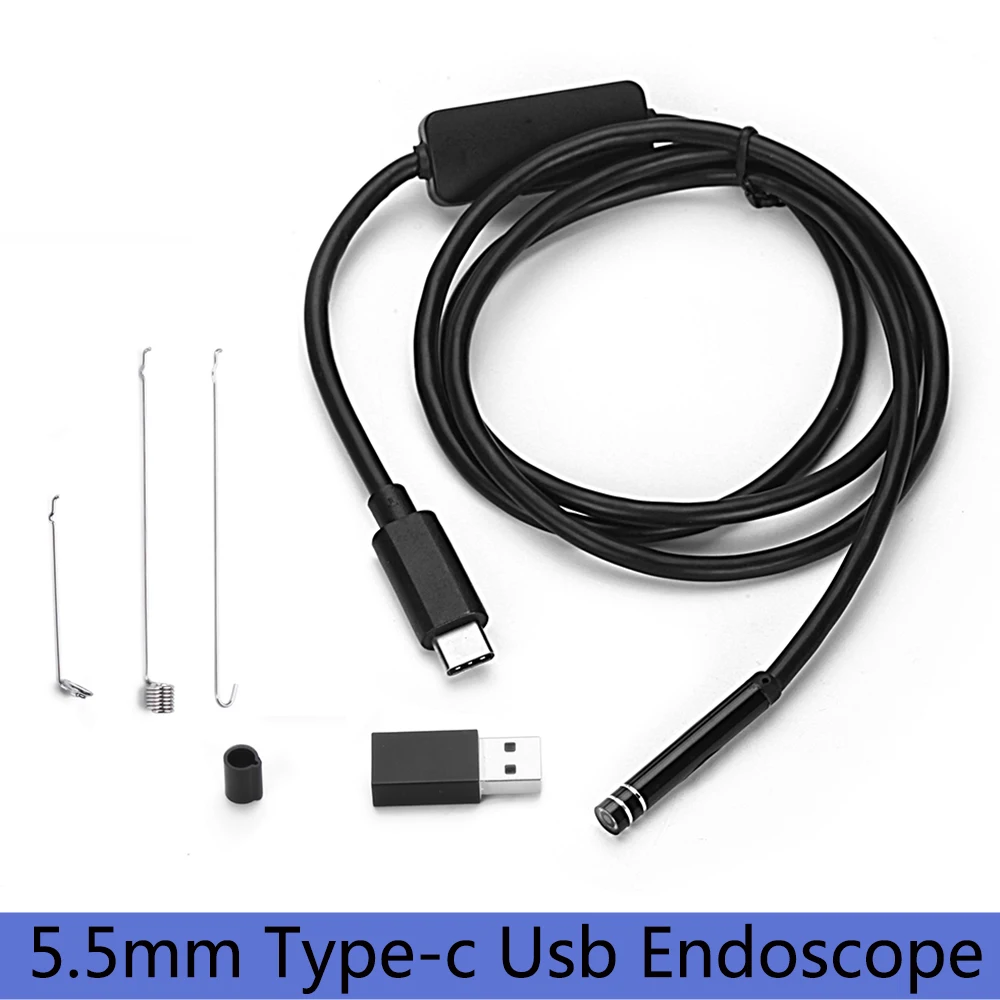 

5.5mm 1M 3M 5M 7M 10M 6 LED Android TYPE-C USB Endoscope Inspection Camera Snake Flexible Borescope Camera For Android Window